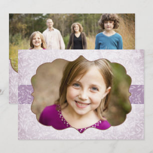 Floral Grunge Double Sided Mauve 2 Photo Holiday Card