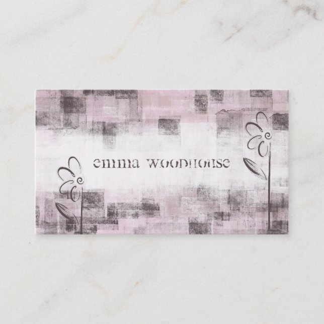 Floral Grunge Purple & Lilac Business Card (Front)