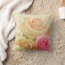Floral Grunge Throw Pillow