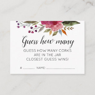 Floral Guess How Many Corks Bridal Shower Game Enclosure Card
