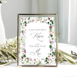 Floral Guess How Many Kisses Bridal Shower Game Poster<br><div class="desc">This enchanting work of art is a celebration of love, capturing the essence of a joyful bridal shower with its delicate watercolor palette and botanical borders. Each of the brush brings to life the intricate details of the greenery and flowers, creating a mesmerizing effect that draws the eye in and...</div>
