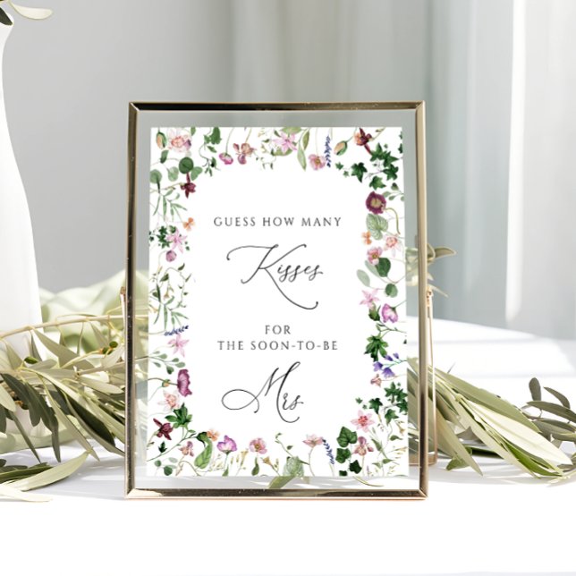Floral Guess How Many Kisses Bridal Shower Game Poster (Creator Uploaded)