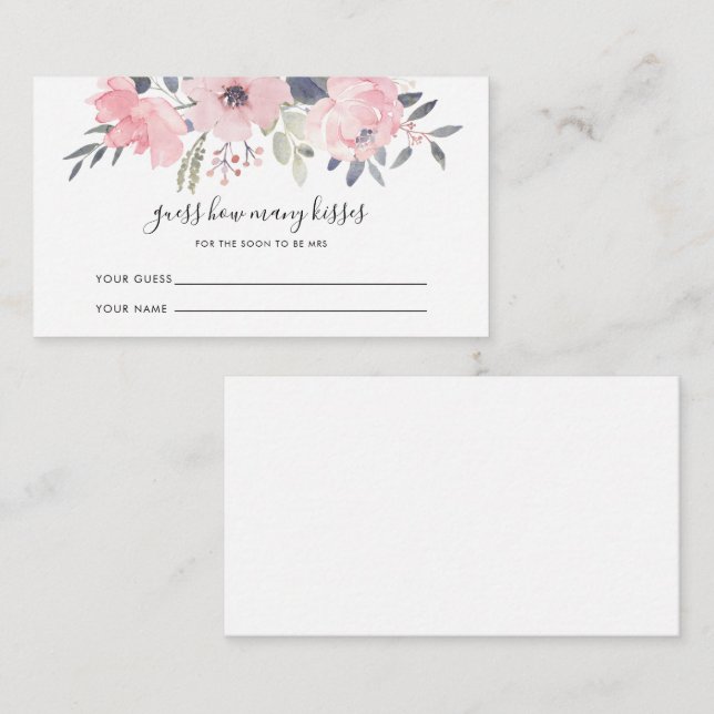 Floral Guess Kisses Bridal Shower Enclosure Card (Front/Back)