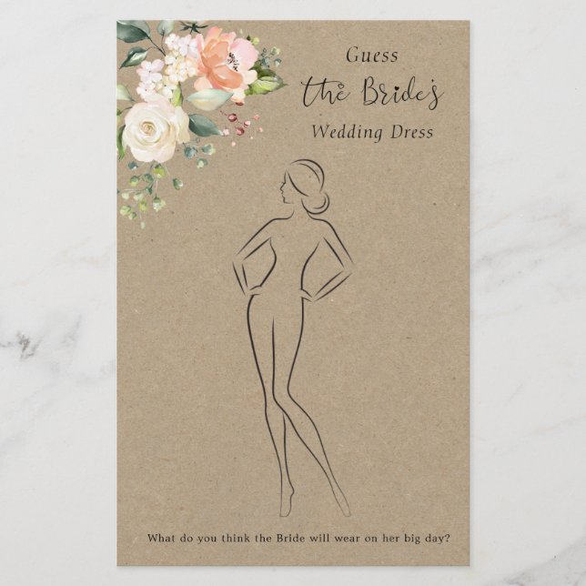 Floral Guess The Dress Bridal Shower Game  Flyer (Front)