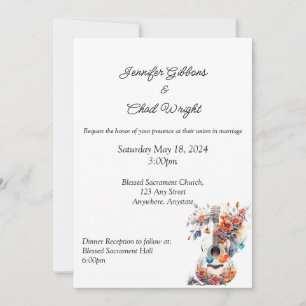 Floral Guitar Wedding Invitation, 5x7"  Invitation