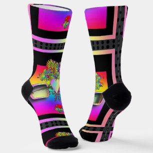 Floral Hair Funny Glasses Socks