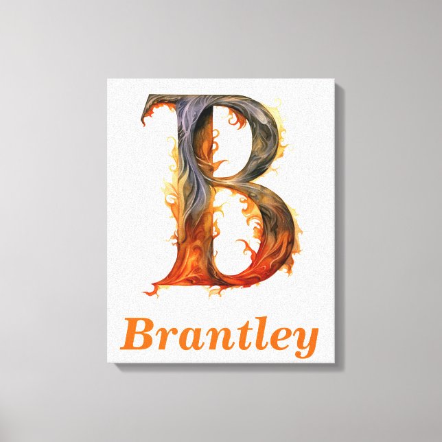 Floral Halloween Custom Name Letter B Monogram  Canvas Print (Front)