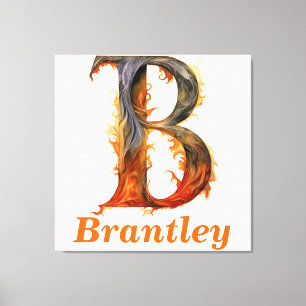 Floral Halloween Custom Name Letter B Monogram Canvas Print