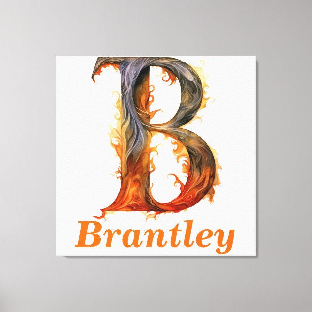 Floral Halloween Custom Name Letter B Monogram  Canvas Print (Front)