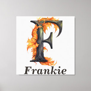 Floral Halloween Custom Name Letter F Monogram  Canvas Print