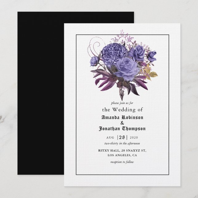 Floral Halloween Gothic Wedding Invitation (Front/Back)