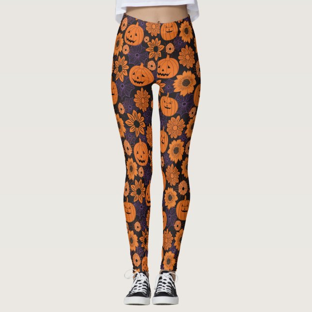 Floral Halloween  Leggings (Front)