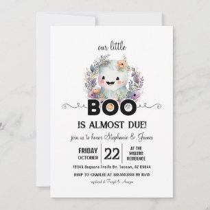 Floral Halloween Little Boo Baby Shower Invitation