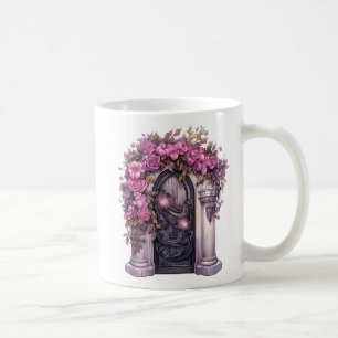 Floral Halloween Pink Haunted House Coffee Mug