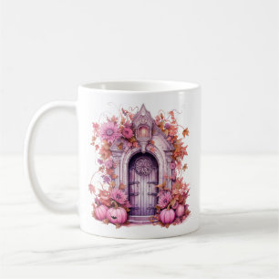 Floral Halloween Pink Haunted House Coffee Mug