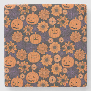 Floral Halloween Stone Coaster