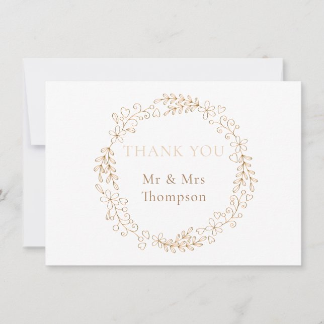 Floral Halo Laurel Garland Wedding Thank You (Front)