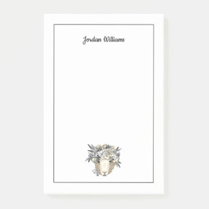 Floral Halo Sheep   Add Your Name Post-it Notes