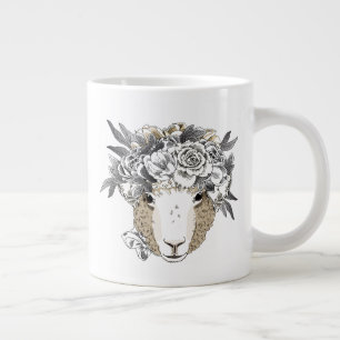 Floral Halo Sheep Large Coffee Mug