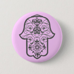 Floral Hamsa 6 Cm Round Badge