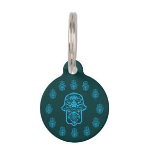 Floral Hamsa (Blue) Pet Tag