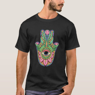 Floral Hamsa Hand Evil Eye Spiritual Hand of Fatim T-Shirt