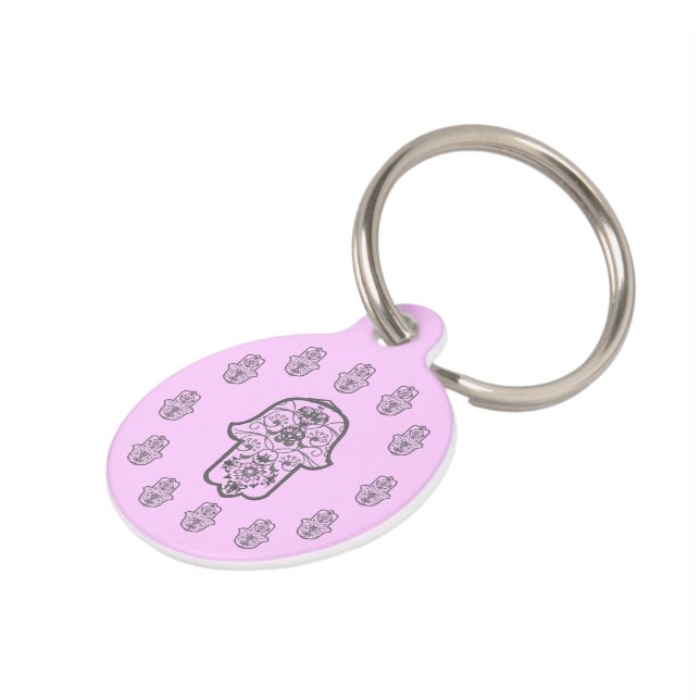 Floral Hamsa (Original) Pet Tag (Side)