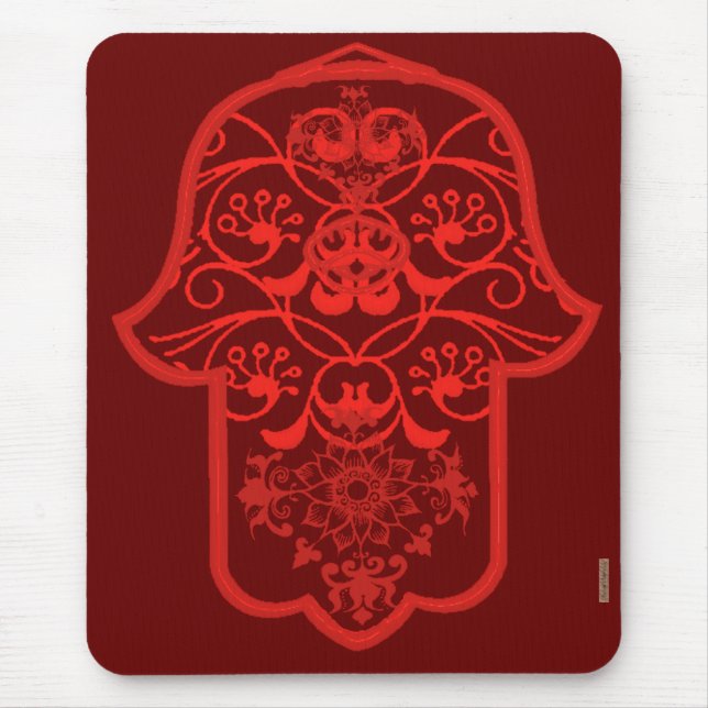 Floral Hamsa (Red) Mouse Mat (Front)