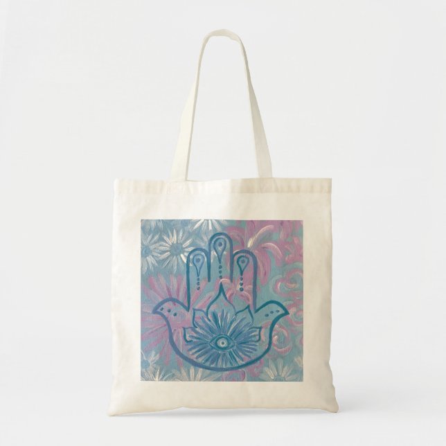 Floral Hamsa Tote Bag (Front)