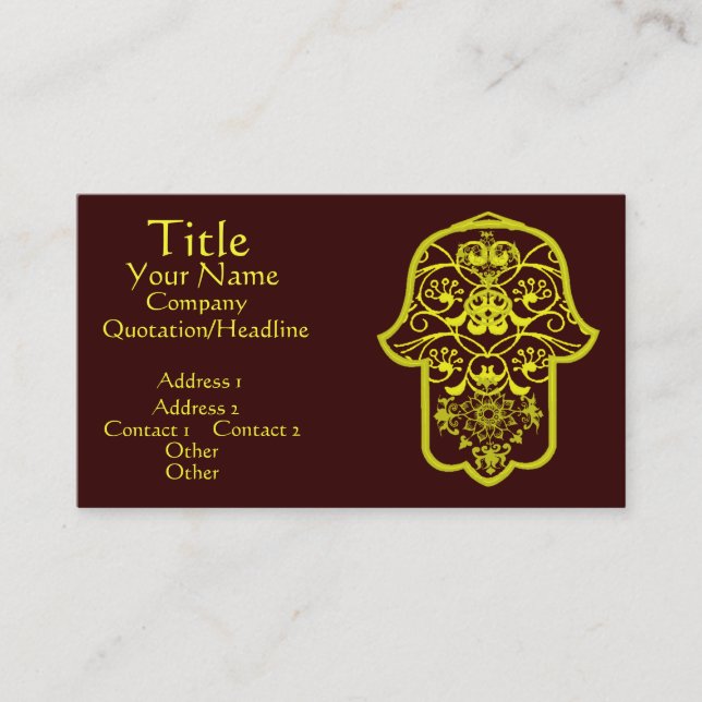 Floral Hamsa (Yellow) Business Card (Front)