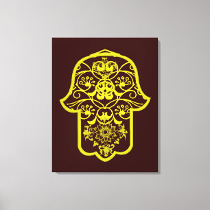 Floral Hamsa (Yellow) Canvas Print