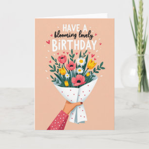 Floral Hand Bouquet Birthday Card