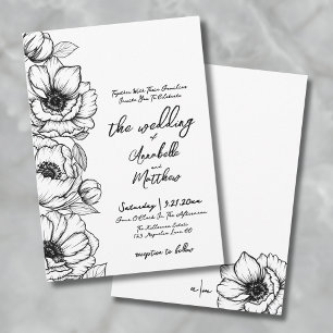 Floral Hand Drawn Whimsical Wedding Invitation