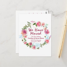 Floral Hand Lettered "We've Moved"