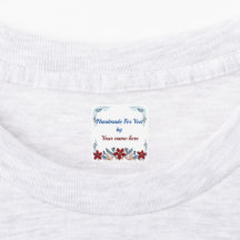 Floral Handmade For You Small Square Clothe Label