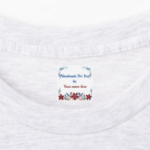 Floral Handmade For You Small Square Clothe Label