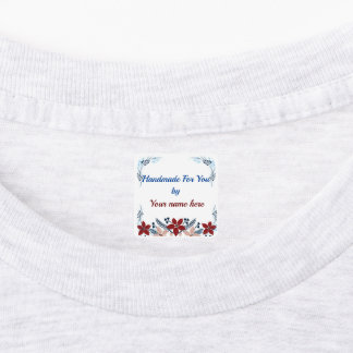 Floral Handmade For You Small Square Clothe Label