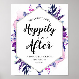 Floral Happily Ever After Wedding Reception Sign