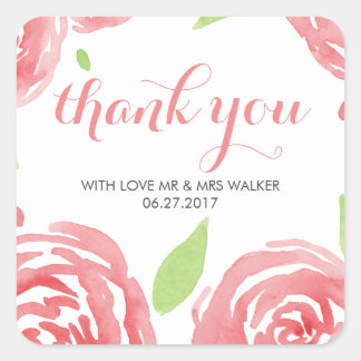 Floral Happiness Thank You Square Sticker