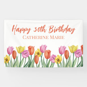 Floral Happy 30th Birthday Banner