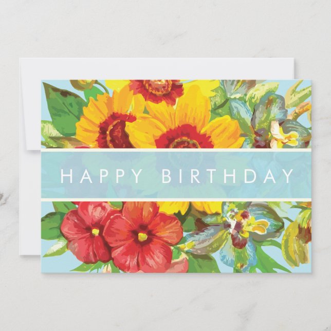 Floral Happy Birthday Card (Front)