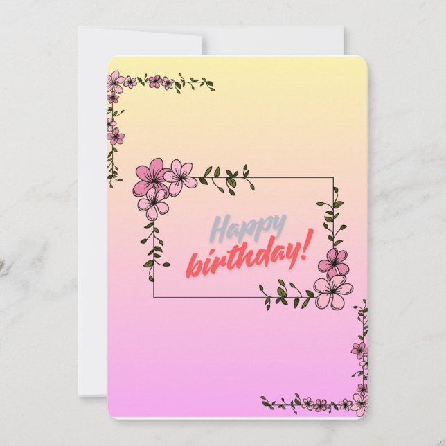 Floral Happy Birthday Card (Front)