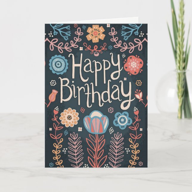 Floral Happy Birthday Card (Front)