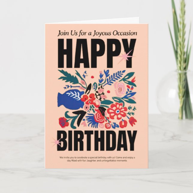 Floral Happy Birthday Card (Front)