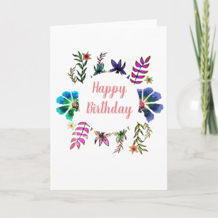 Floral happy birthday card for her