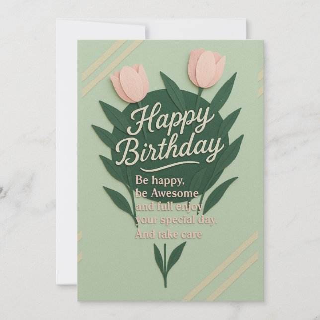 Floral Happy Birthday Greeting Card (Front)