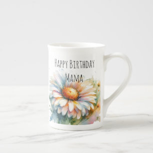 Floral Happy Birthday Mama Personalise Bone China Mug