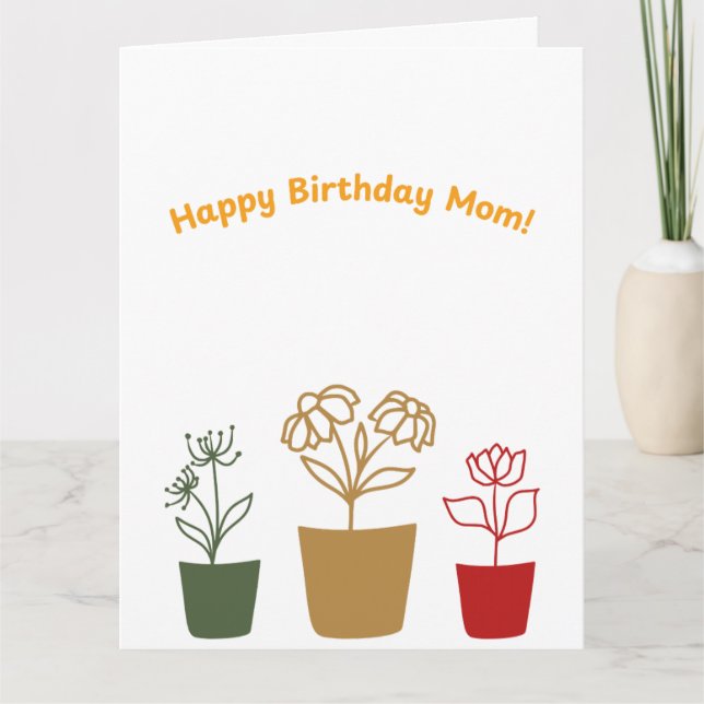 Floral Happy Birthday Mom Card (Front)