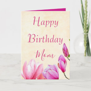 Floral Happy Birthday Mum Photo Inside Card