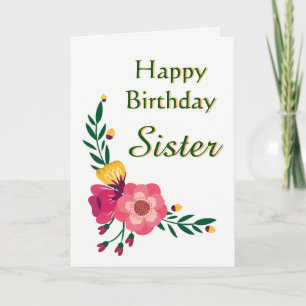Floral Happy Birthday Sister Card